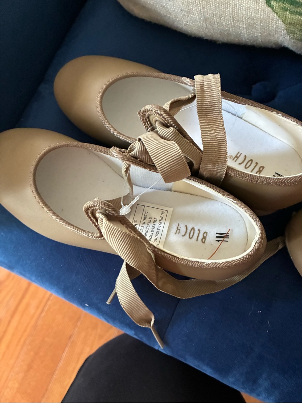 Bloch Girls Tan Ballet Flats with Grosgrain Ribbon